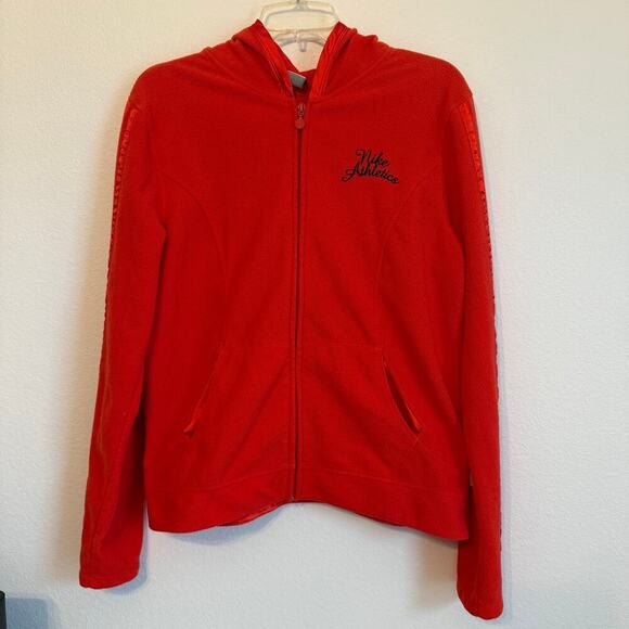 Vintage Nike Fleece Sweater Womens XL Red Full Zip Hoodie Athleisure Retro Y2K - Picture 1 of 6